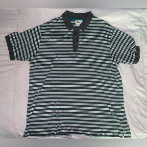 Lascoste Gray, White & Green Striped Polo Shirt. Size 2XL.